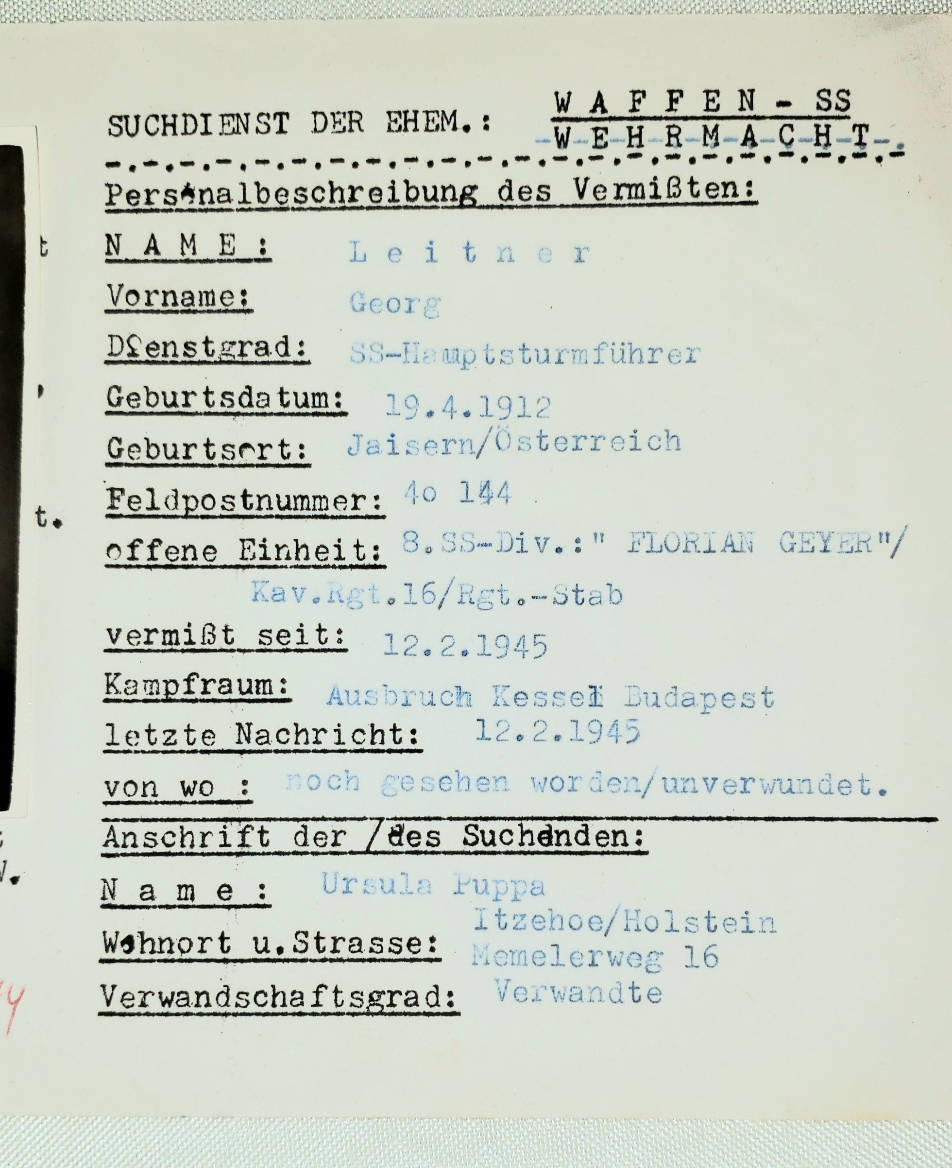 Awards, Documents to SS - soldiers.